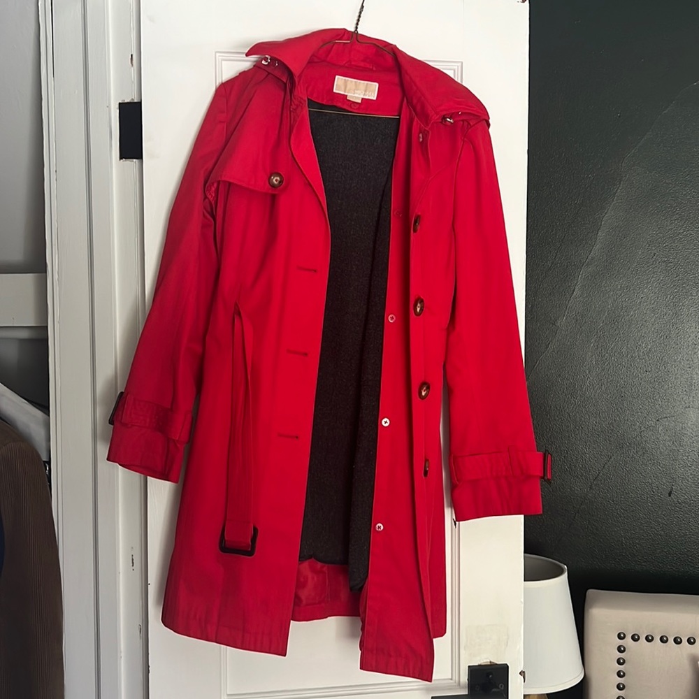 Small MK red trench/rain coat, thick lining, great condition
